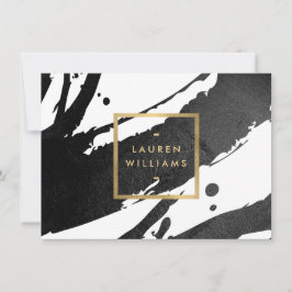 Abstract Zwart Inkt Brushstrokes Cadeaubon Notitiekaartje