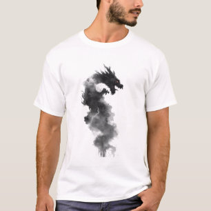 Abstract zwart inkt rook draak fantasy T-shirt