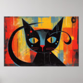 Abstract zwart kattenschilderij poster (Voorkant)