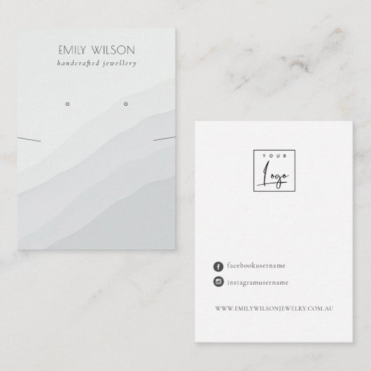 Abstract zwart Ketting met witte golven oorscherm Visitekaartje (Voorkant / Achterkant)