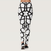 Abstract zwart lijnpatroon op ongerept wit leggings (Achterkant)
