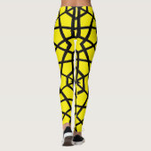Abstract zwart lijnpatroon op ongerepte geel leggings (Achterkant)