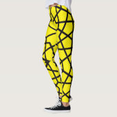 Abstract zwart lijnpatroon op ongerepte geel leggings (Links)