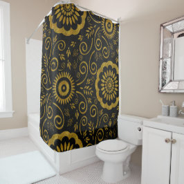 Abstract zwart met Gold Glitter/Folie look Douchegordijn