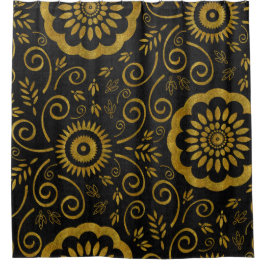 Abstract zwart met Gold Glitter/Folie look Douchegordijn