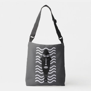 abstract zwart modern portret crossbody tas