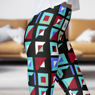 Abstract zwart mozaïekpatroon leggings