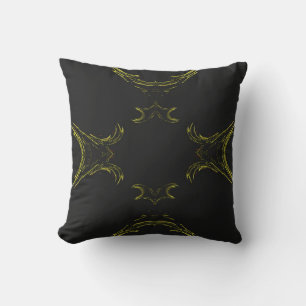 Abstract zwart n Gold Border Fractal Pillow Kussen