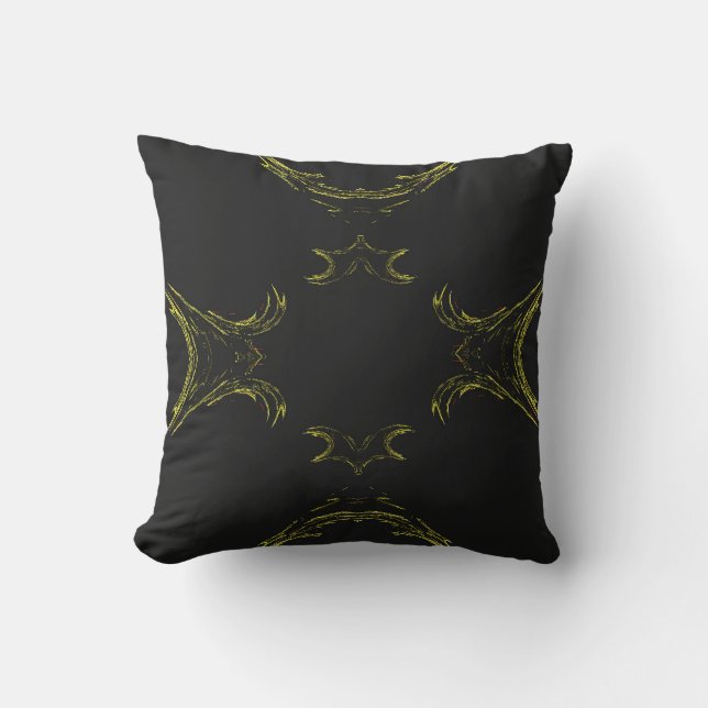 Abstract zwart n Gold Border Fractal Pillow Kussen (Voorkant)