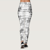 abstract zwart op wit crisscross patroon leggings (Achterkant)