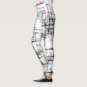 abstract zwart op wit crisscross patroon leggings (Links)