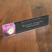 Abstract Zwart Paarse Goud Naambordje (Zijkant)