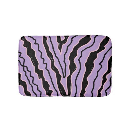 Abstract Zwart Paarse Marmeren Boho Groovy Patroon Badmat (Voorkant)