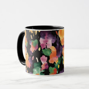 Abstract Zwart Perzik Oranje Groen Roze Mok