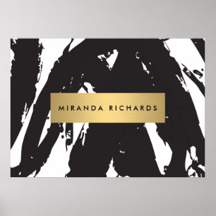 Abstract zwart Poster penseelstreken