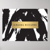 Abstract zwart Poster penseelstreken (Voorkant)