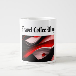 Abstract Zwart & Rood Collectie Bold Modern Design Grote Koffiekop