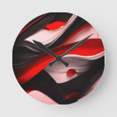 Abstract Zwart & Rood Design Modern Elegance voor  Ronde Klok (Voorkant)