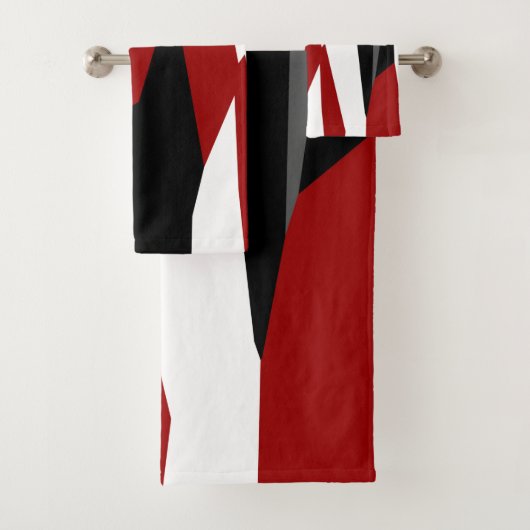 Abstract zwart, rood en wit bad handdoek (Insitu)