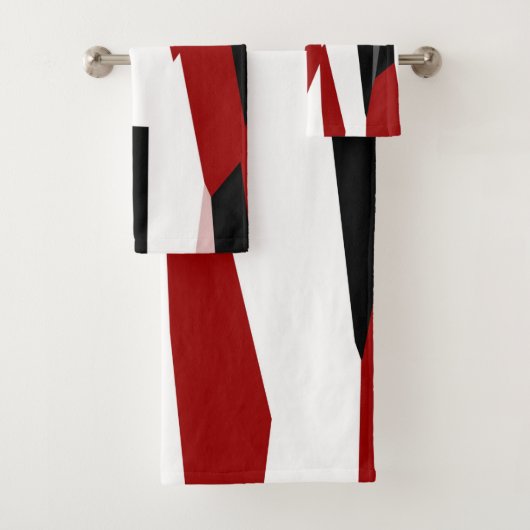 Abstract zwart, rood en wit bad handdoek (Insitu)