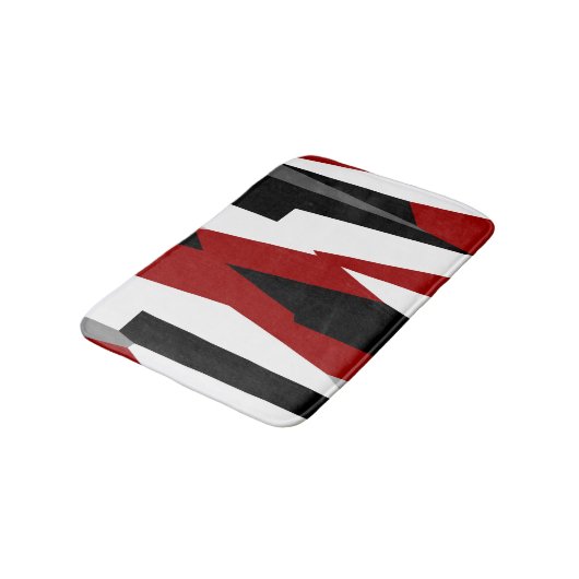Abstract zwart, rood en wit badmat (Gekanteld)