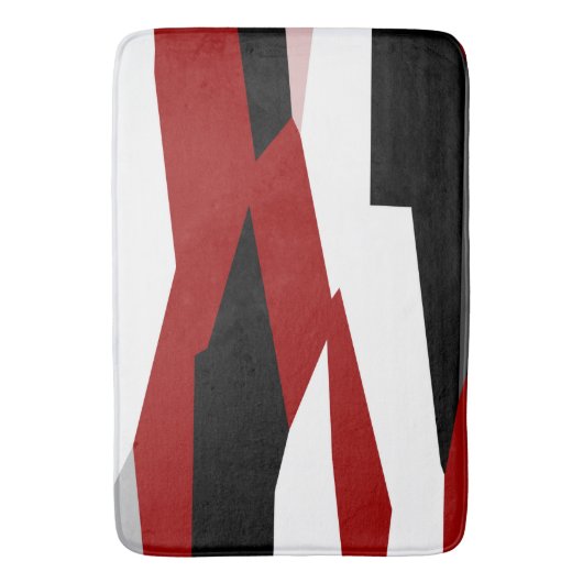 Abstract zwart, rood en wit badmat (Voorkant Verticaal)