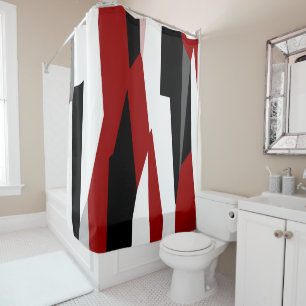 Abstract zwart, rood en wit douchegordijn