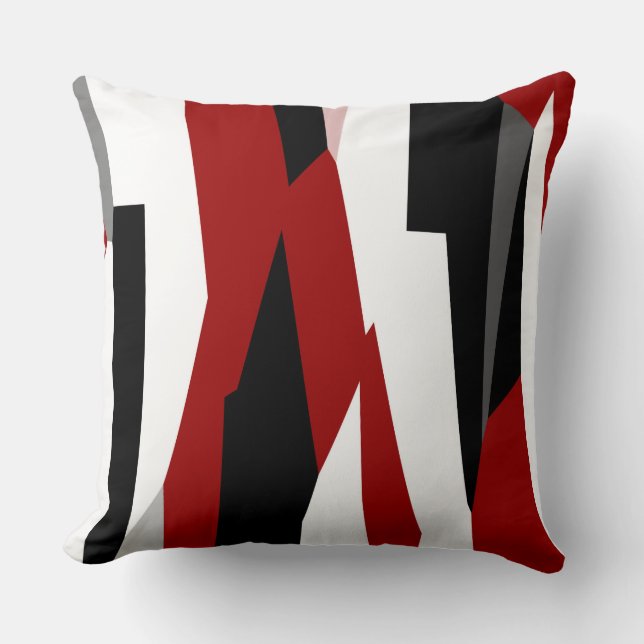 Abstract zwart, rood en wit kussen (Voorkant)