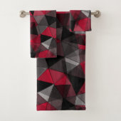 Abstract zwart, rood, grijs geometrisch. bad handdoek (Insitu)