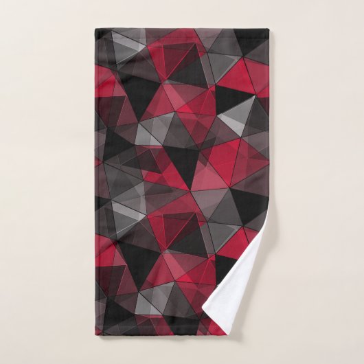 Abstract zwart, rood, grijs geometrisch. bad handdoek (Handdoek)