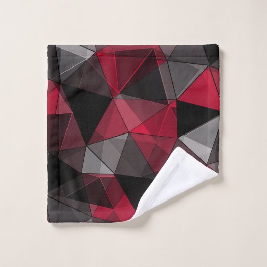 Abstract zwart, rood, grijs geometrisch. bad handdoek (Wasdoekje)
