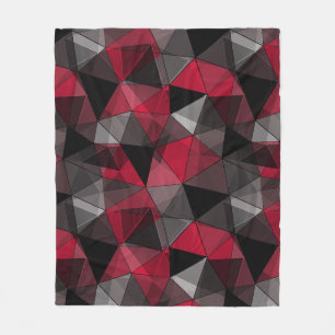 Abstract zwart, rood, grijs geometrisch. fleece deken