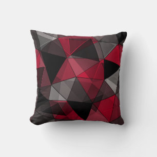 Abstract zwart, rood, grijs geometrisch. kussen