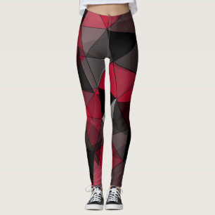 Abstract zwart, rood, grijs geometrisch. leggings