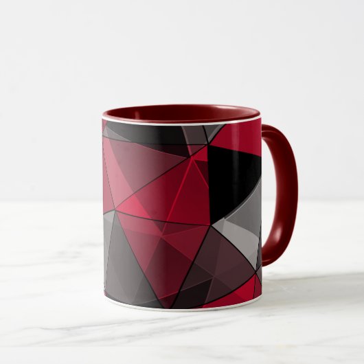 Abstract zwart, rood, grijs geometrisch. mok (Voorkant rechts)