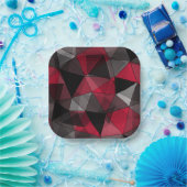 Abstract zwart, rood, grijs geometrisch. papieren bordje (Feest)