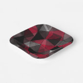 Abstract zwart, rood, grijs geometrisch. papieren bordje (Gebogen)