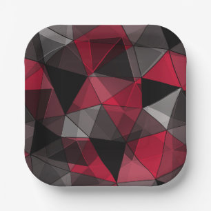 Abstract zwart, rood, grijs geometrisch. papieren bordje