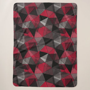 Abstract zwart, rood, grijs geometrisch. sherpa deken