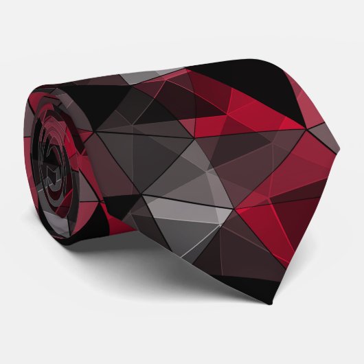 Abstract zwart, rood, grijs geometrisch. stropdas (Opgerold)
