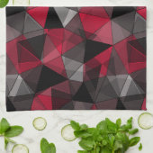 Abstract zwart, rood, grijs geometrisch. theedoek (Gevouwen)