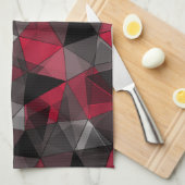 Abstract zwart, rood, grijs geometrisch. theedoek (Quarter Fold)