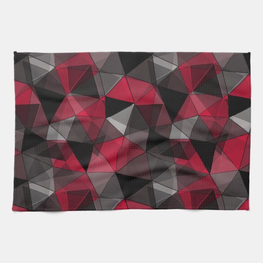 Abstract zwart, rood, grijs geometrisch. theedoek (Horizontaal)