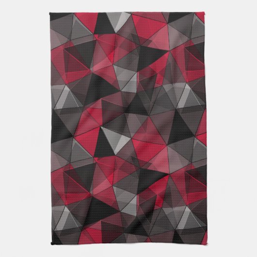 Abstract zwart, rood, grijs geometrisch. theedoek (Verticaal)
