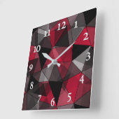 Abstract zwart, rood, grijs geometrisch. vierkante klok (Hoek)