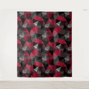 Abstract zwart, rood, grijs geometrisch. wandkleed