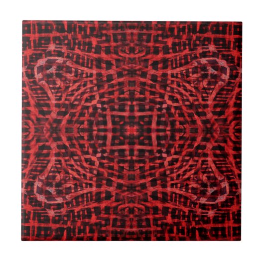 Abstract zwart-rood patroon tegeltje (Voorkant)