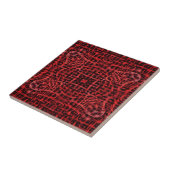 Abstract zwart-rood patroon tegeltje (Zijkant)