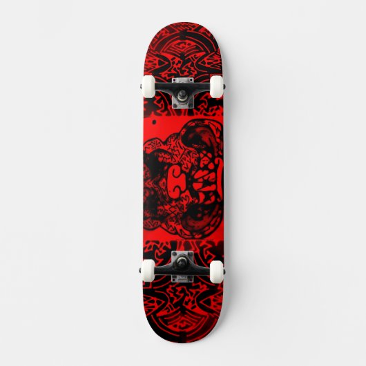 Abstract zwart/rood "Pitbull"-skateboard Skateboard (Voorkant)