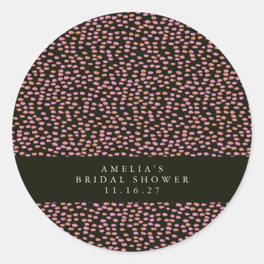 Abstract zwart roze dot Glam Aangepast Vrijgezelle Ronde Sticker (Voorkant)
